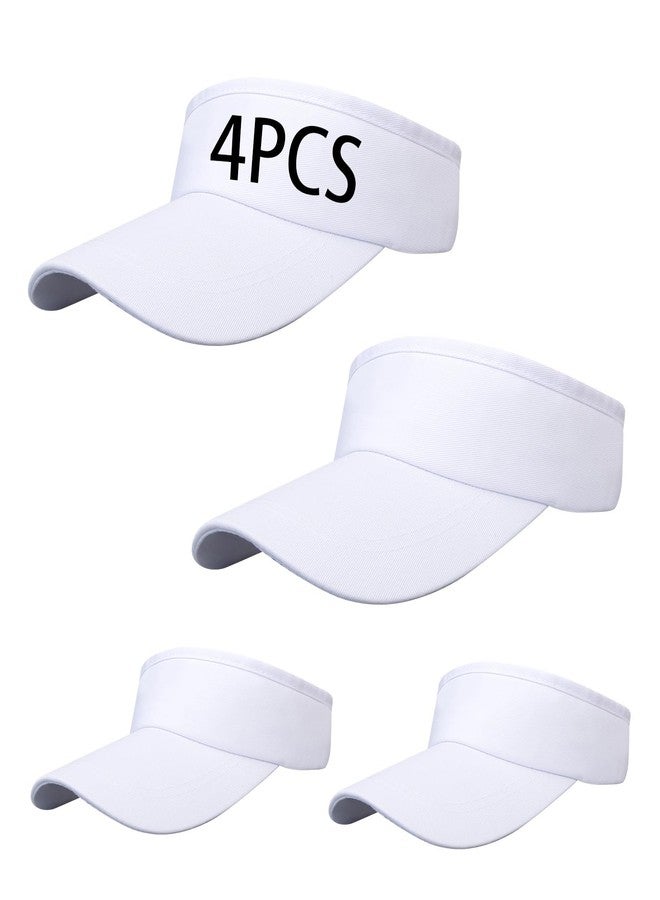 DASSNANE 4 PCS White Visors,Adjustable Empty Top Hat,Golf Cap Sport Sun Visor Hats, Athletic Visor Caps for Women and Men Summer Outdoor Anti Ultraviolet for Beach Tennis Baseball - Image 1